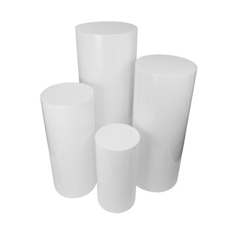 Acrylic Cylinder Plinth Set - Available in White or Clear Fair Stand, Table Pedestal, Garden Spheres, Display Pedestal, Metal Cylinder, Pedestal Stand, Metal Display, Wedding Stage Decorations, Shiny Fabric