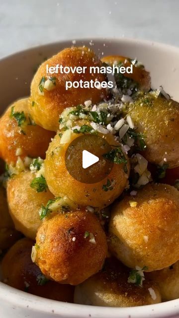 Healthy Ingredient Recipes 🥗 on Instagram: "Air-Fried Potato Pops! Credit PlantYou 

FOLLOW, SAVE & SHARE! 📌
Get my FREE Recipe Book with 🔗 in my bio

Ingredients:

2 cups mashed potatoes, leftover or fresh
5 tbsp cornstarch or arrowroot powder
Cooking spray
Equipment:

Air Fryer
Instructions:

In a bowl, combine mashed potatoes with cornstarch, mixing until a dough forms. The consistency should resemble a thick gnocchi dough and hold its shape easily. Adjust by adding more cornstarch or flour if needed.

With clean hands, roll the mixture into balls, slightly smaller than a golf ball.

Transfer the potato balls to the air fryer, liberally spraying with oil. Air fry at 450°F for 15 to 20 minutes until the outsides turn golden brown.

Enjoy immediately!

#vegan #potatoes #mashedpotatoes Potato Pops, Vegan Potatoes, Mashed Potato Balls, Chefs Recipes, Stuffed Potato Balls, Leftover Mashed Potatoes, Thanksgiving Holiday, Chef Recipes, Healthy Ingredient