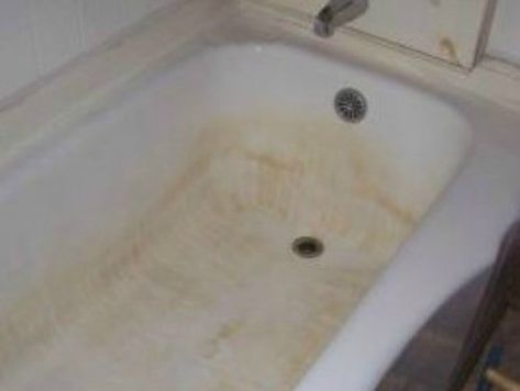 If your porcelain tub has yellow stains in it, a strong cleaner and some elbow grease may be what is needed to get it cleaned up. Cleaning yellow stains on an old porcelain tub can be a tough job, but it is worth it to have a nice clean tub to use. How To Clean An Old Stained Bathtub, How To Clean Old Porcelain Tub, Cleaning An Old Bathtub, How To Clean A Stained Bathtub, How To Clean A Cast Iron Tub, Cleaning Yellow Stains In Bathtub, Porcelain Tub Restoration, Stained Bathtub, Refinish Tub