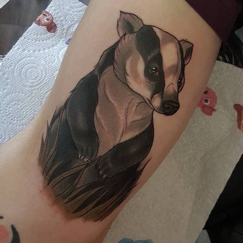 Honey Badger Tattoo, Badger Tattoo, Hogwarts Tattoo, Neo Tattoo, Bunny Tattoos, Flame Tattoos, Gemini Tattoo, Honey Badger, Dream Tattoos