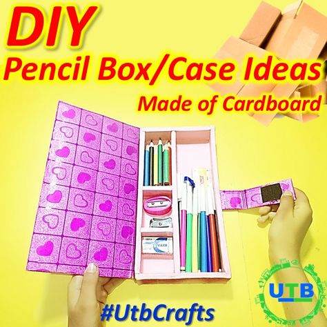 #diy #pencilbox #utbcrafts Cardboard Pencil Holder, Diy Desktop Organizer, Craft Cardboard, Diy Pencil Case, Watch Diy, Diy Pencil, Pencil Box, Desktop Organizer, Pencil Boxes