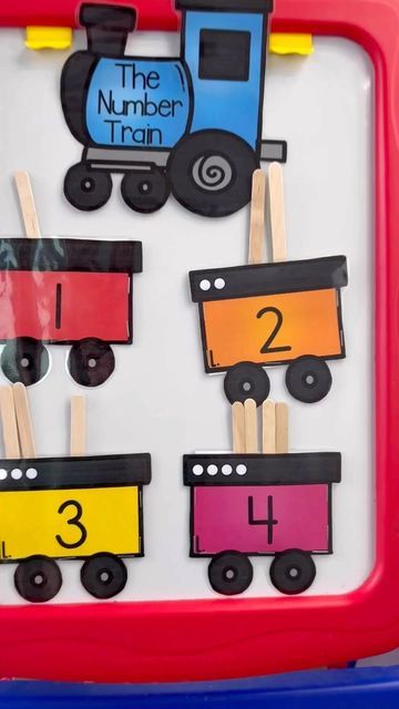 Amy Nielson on Instagram: "All Aboard the Number Train! Does your kiddo loves trains?! This popsicle counting activity is such good practice and is so cute too! All you need is some magnets, popsicle sticks, and our Number Train Printable! #planningplaytime #preschoolcounting #preschoolactivity #preschoolplay #numbertrain Let me know if you would like the link! #planningplaytime #preschoolcounting #preschoolactivity #preschoolplay #numbertrain" Number Train Printable, Land Transportation Preschool Activities, Train Preschool Activities, Train Printable, Trains Preschool, Literacy Bags, Transportation Preschool Activities, Counting Activities Preschool, Preschool Activities Printable