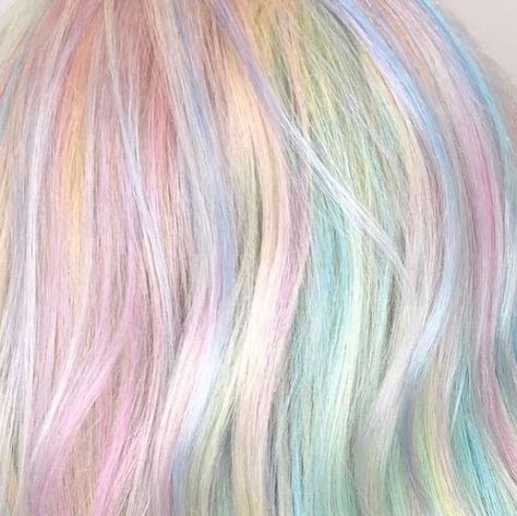 Pastel Rainbow Blonde Hair, Pastel Multicolor Hair, Blonde Pastel Hair, Pastel Hair Aesthetic, Short Pastel Hair, Pastel Hair Short, Rainbow Aesthetics, Pastel Hair Colors, Pastel Rainbow Aesthetic