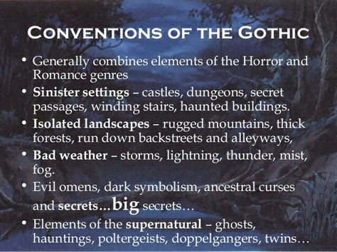 Conventions Of The Gothic Gothic Fiction Aesthetic, Gothic Horror Writing, Gothic Writing Tips, Gothic Horror Writing Prompts, Writing Gothic Fiction, Classic Gothic Literature, How To Be Gothic, Literary Tropes, Gothic Writing Prompts