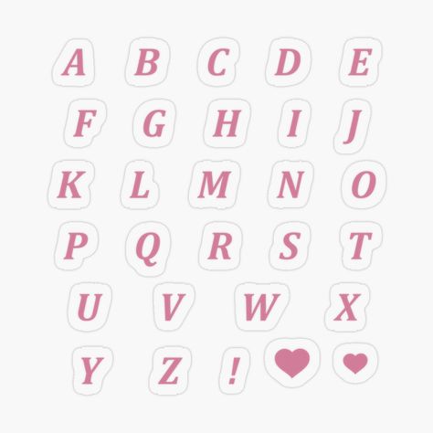 Aesthetic Alphabet Letters, Pink Scrapbook Paper, Sticker Letters, Pink Scrapbook, Lettering Styles Alphabet, Shot Book, Scrapbook Letters, Sticker Inspo, Digital Journaling