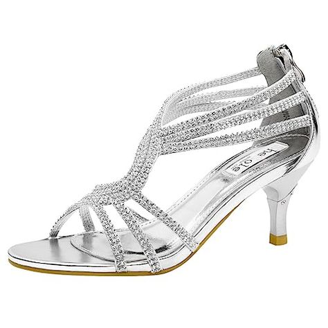 Heel Dance, Bride Sandals, Kitten Dress, Ladies Heels, Heels Strappy, Womens Low Heels, Sandals Strappy, Shoes Silver, Mid Heel Sandals