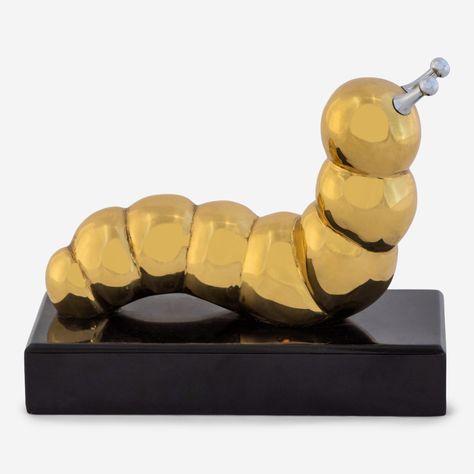 Brass and Chrome Caterpillar Sculpture - The Silver Fund Caterpillar Sculpture, Silver Serveware, Murano Glass Mirror, Georg Jensen Silver, Dining Table Lamps, Floor Standing Lamps, Wall Table, Desk Clock, Standing Lamp