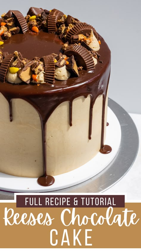 Reeces Cake, Reese Peanut Butter Cake, Peanut Butter Birthday Cake, Reeses Cake, Reese's Chocolate, Reese's Peanut Butter Cup, Chocolate Peanut Butter Cake, Butter Cake Recipe, Peanut Butter Cake