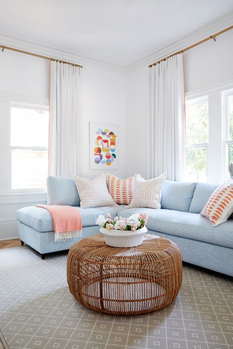 Interior Design Portfolio—Layne Torsch Interiors, Houston TX Light Blue Couch Living Room, Light Blue Sofa Living Room, Blue Couch Decor, Light Blue Couches, Blue And Pink Living Room, Blue Couch Living, Light Blue Living Room, Blue Sofa Living, Light Blue Sofa