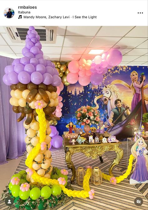 Tangled Rapunzel Balloon Garland, Repunzle Theme Birthday Party, Rapunzel Balloon Decorations, Rapunzel Decor, Rapunzel Party Decorations, Tangled Party Decorations, Rapunzel Birthday, Tangled Birthday Party, Rapunzel Birthday Party