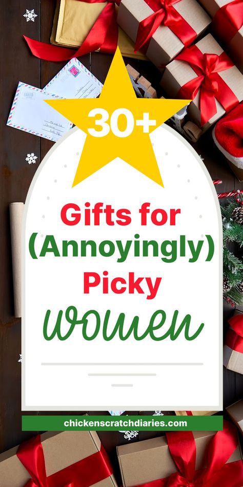 Gifts with text "30+ gifts for annoyingly picky women" Gifts For Handy Women, Best Girlfriend Christmas Gifts Ideas, Target Gifts For Women, Christmas Gifts For Wives, Thrifted Christmas Gifts Ideas, Women’s Gift, Gifts For Picky People, Practical Gifts For Women, Women's Christmas Gift Ideas For Women