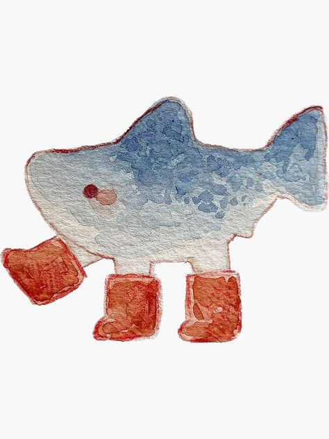 "Shark in Boots" Sticker for Sale by artizzzy Shark Art Cute, Shark Digital Art, Whale Shark Aesthetic, Prehistoric Sharks, Shark Doodle, Silly Shark, Shark Things, Shark Stickers, Socks Illustration