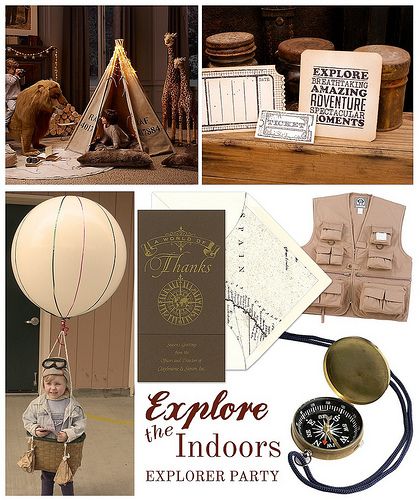 An Explorer Party | Whisk your birthday boy away from the co… | Flickr Explorer Theme Party, Adult Birthday Ideas, Restoration Hardware Kids, Balloon Costume, Steampunk Birthday, Fun Birthday Party Ideas, Jungle Costume, Explorer Party, Explorer Theme