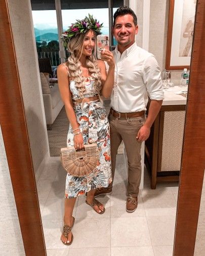 Wedding Guest Men, Luau Outfits, Rehearsal Dinner Outfits, Cruise Fashion, Honeymoon Style, Tropical Outfit, Nude Strappy Heels, Work Trip, Hawaii Outfits