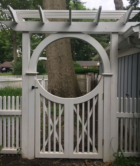 Pergola Gate, Pergola Arbor, Wood Gates Driveway, New England Arbors, White Vinyl Fence, Garden Gates And Fencing, Garden Archway, Wood Arbor, Wooden Arbor