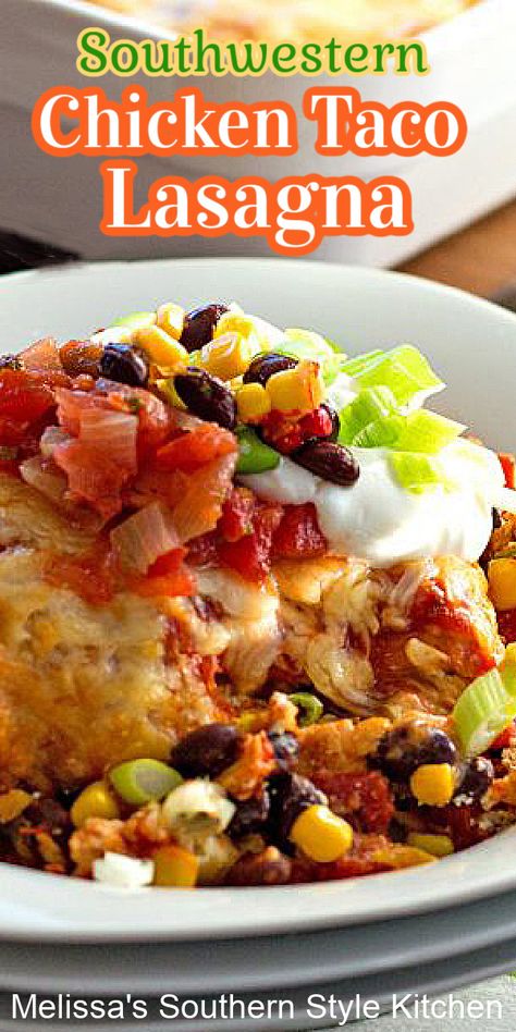 Spicy Chicken Lasagna, Chicken Taco Lasagna, Family Taco Night, Taco Lasagna Recipe, Mexican Lasagna Recipes, Chicken Taco Casserole, Favorite Casserole Recipes, Taco Lasagna, Southwestern Chicken