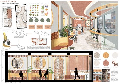 Project Brief Architecture, Art Centre Design, Baba Nyonya Interior, Co Working Space Plan, Interior Design Concept Presentation, Architecture Layout Design, Community Centre Design, Interior Architecture Concept, Interior Design Section