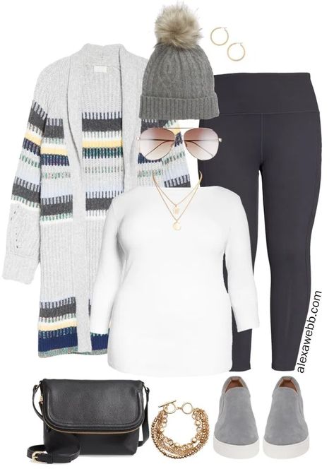 Plus Size Athleisure Leggings Outfit - Alexa Webb Plus Size Classy Outfits Winter, What To Wear With Gray Leggings, Grey Leggings Outfit Fall, Athleisure Leggings Outfit, Casual Winter Outfits Comfy Leggings, Grey Leggings Outfit Winter, Thanksgiving Outfits Women Plus Size, Plus Size Leggings Outfit Casual, Plus Size Sporty Outfits