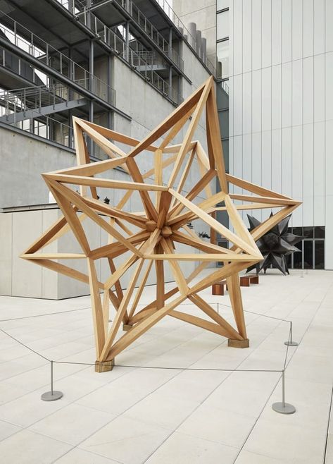 Frank Stella | Wooden Star I | Art Basel Neon Sculpture, Retail Design Display, Geometric Construction, 3d Art Drawing, Frank Stella, Architecture Concept Drawings, Wood Model, Kinetic Sculpture, Wooden Stars