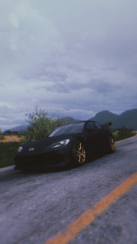 Black aesthetics car edit Forza Horizon 5 Mazda Rx8 Aesthetic, Mazda Rx8 Wallpapers, Rx8 Wallpaper, Black Mazda, Blacked Out Cars, Accessories Organization, Mazda Rx8, Game Photo, Wallpaper Car