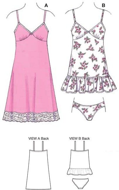 Misses Slips and Panties Kwik Sew Sewing Pattern No. 3554 | Sew Essential Nightgown Pattern, Kwik Sew Patterns, Lingerie Patterns, Sew Patterns, Sewing Lingerie, Kwik Sew, Sewing Design, Diy Sewing Clothes, How To Make Clothes