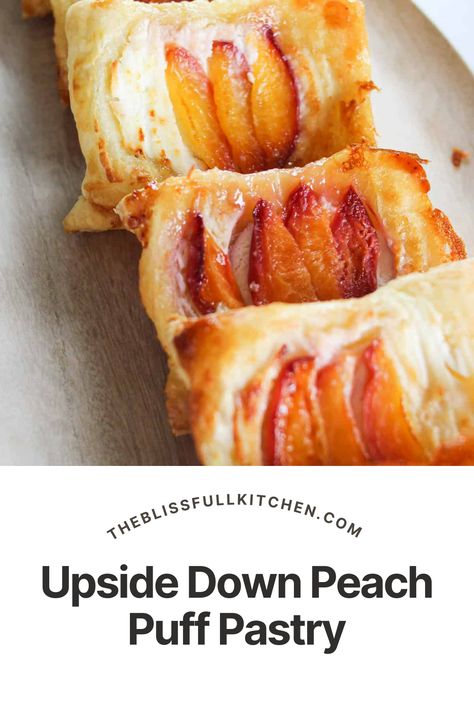 Upside down peach puff pastry takes the viral upside down pastry recipe and makes it into a summertime treat featuring flaky puff pastry, sweet honey, creamy ricotta and tangy, fresh peaches! Perfect for sharing with friends and family. Upside Down Pastry, Chicken Pastina Soup Recipe, Fusion Foods, Peach Turnovers, Peaches Recipes, Peach Puff Pastry, Peaches Cream Cheese, Honey Puffs, Easy Pastry Recipes