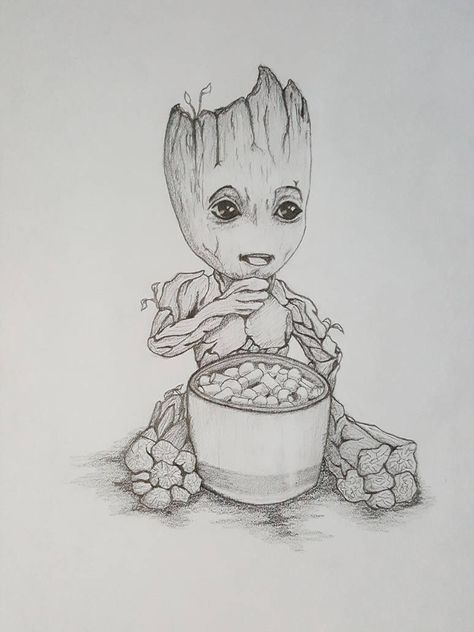 Baby Groot - Guardians of the Galaxy by sketchygerry Baby Groot Drawing, Groot Tattoo, Rose Tat, Galaxy Drawings, Avengers Drawings, Avengers Coloring Pages, Groot Guardians, Demon Tattoo, Marvel Tattoos