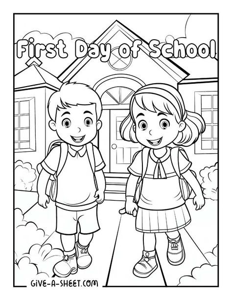 New students at school coloring sheet. Back To School Colouring Sheet, First Day School Activities, Children Day Activities For Kids, Back To School Coloring Sheets, Easter Handprint Crafts, Children's Day Activities, Student Day, Back To School Coloring Pages, First Day Of School Activity