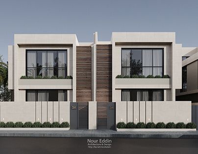 Home Facade Ideas, Attached Villas, Villa Facade Design, Home Facade, Villa Exterior Design, Facade Ideas, Townhouse Exterior, House Outer Design, Modern Townhouse