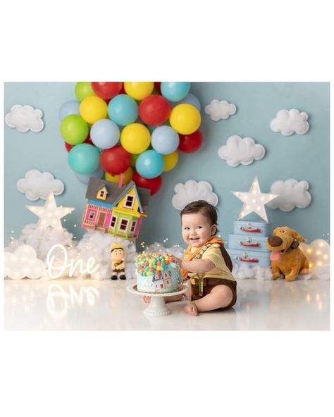 Up cake smash Cake Smash Theme Boy, Cake Smash Boy 1st Birthday, Up Cake Smash, Baby Boy Birthday Decoration, Cake Smash Theme, Baby Background, 1 Year Baby, Up Cake, Boy Birthday Decorations