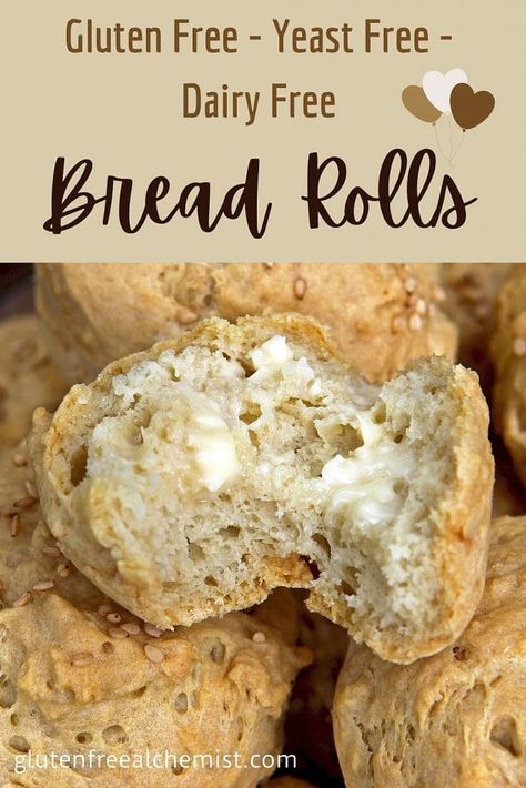 Gluten Free Yeast Rolls, Gluten Free Yeast Free Bread, Yeast Free Bread, Gluten Free Quick Bread, Gluten Free Dinner Rolls, Gluten Free Rolls, Dairy Free Bread, Yeast Free Breads, Dairy And Gluten Free