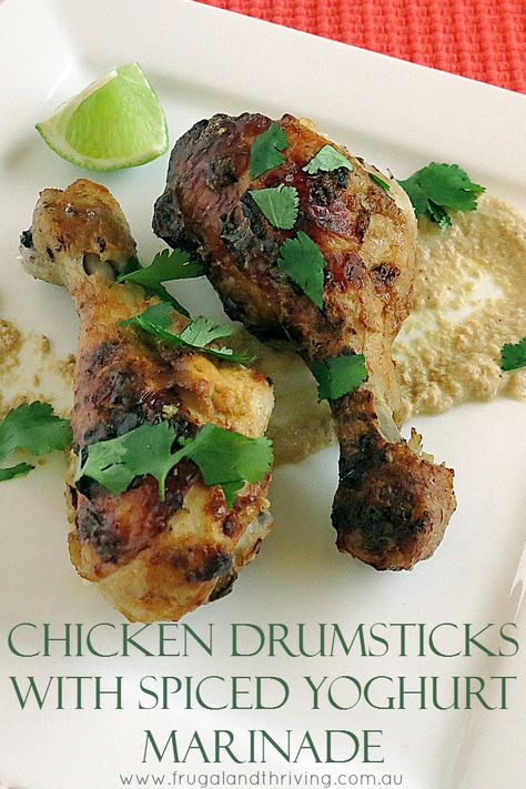 chicken drumsticks with spiced yogurt marinade Drumstick Marinade, Apricot Chicken Recipes, Turkey Drumsticks, Marinade For Chicken, Yogurt Marinated Chicken, Yogurt Marinade, Apricot Chicken, Healthy Budget, Cheap Meal