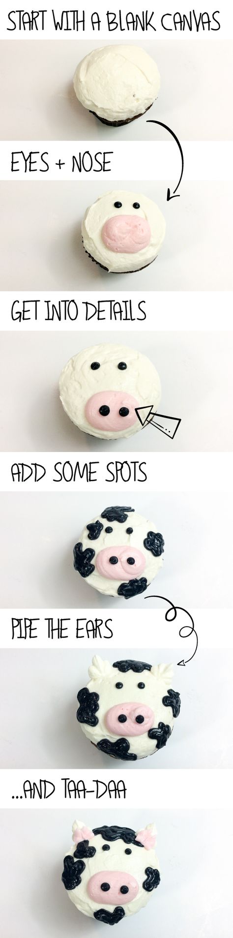 The cutest Moo-Cow Cupcake for a barnyard themed party Cow Theme Food, Cow Birthday Cupcakes, Fluffy Cow Birthday Party, Moo Moo Im Two Birthday Cake, 1st Birthday Party Cow Theme, Cow Themed Party Food, Cow Themed Birthday Cupcakes, Cow Themed Desserts, Diy Cow Birthday