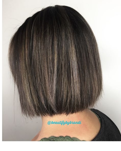 Brunette bob ashy hair with highlights Ashy Hair With Highlights, Dark Hair Bobs, Short Dark Brown Hair, Ashy Hair, Bob With Highlights, Brunette Bob, Black Hair Balayage, Hair With Highlights, Dark Hair With Highlights