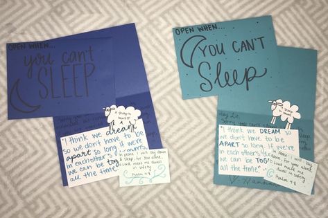 - a letter for them to read on the card - a sheep I drew and cut out so they can "count sheep" - a quote about dreaming - a verse about resting Open When You Can't Sleep, Verses About Rest, Open When Cards, Can't Sleep, Open When, Cant Sleep, A Sheep, Two Best Friends, Dream Quotes