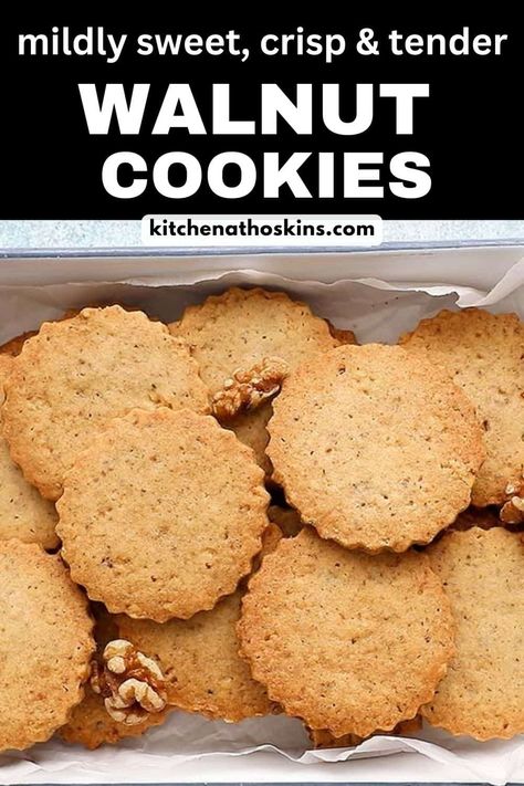 Walnut Recipes Dessert, Easy Shortbread Cookie Recipe, Walnut Cookie Recipes, Shortbread Cookies Easy, Walnut Butter, Almond Flour Cookies, Walnut Recipes, Recipes With Few Ingredients, No Flour Cookies