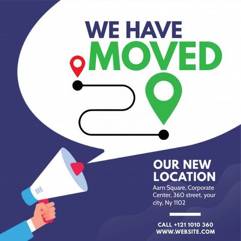 New Location Announcement Business, We Are Moving Announcement Photo, Location Poster Design, New Location Announcement, We Have Moved Announcement, Moving Announcement Photo, Work Posters, Business Letter Template, Canva Instagram Templates