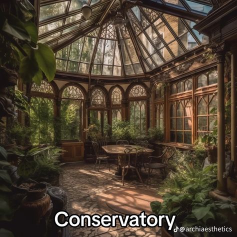 Victorian Conservatory Interior, Botanical Library, Conservatory Home, Victorian Conservatory, Cabin Inspiration, Green Houses, Mansion Floor Plan, Concrete Garden, Spa Design