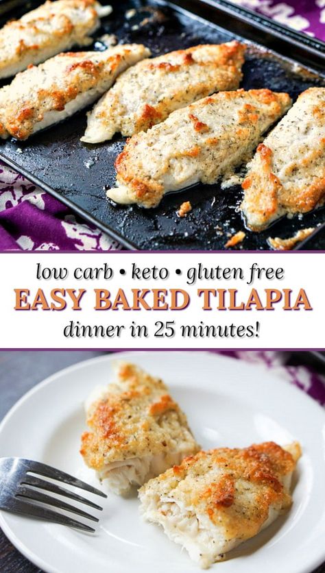 Easy Baked Tilapia, Tilapia Dishes, Tilapia Dinner, Baked Tilapia Recipes, Tilapia Recipe, Baked Tilapia, Tilapia Recipes, Carb Dinner, Seafood Appetizers