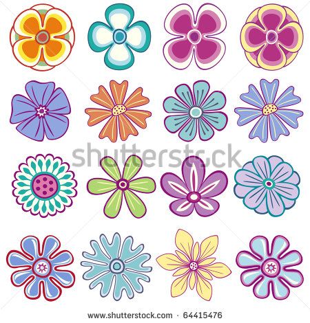 Collection of single vector flowers - stock vector Vector Alphabet, Custom Wedding Monogram, Hippie Flowers, How To Make Paper Flowers, Vector Flowers, Paper Flowers Diy, Flower Doodles, Flower Clipart, Black Flowers