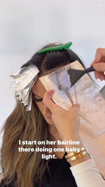 Money Piece Balayage Placement, Creative Color Placement Hair, Foil Placement For Money Piece, Diy Money Piece Hair Tutorial, Root Melt Brunette To Blonde With Money Piece, Money Piece Tutorial, Money Piece Sectioning, How To Do A Money Piece Hair, Money Piece Foil Placement