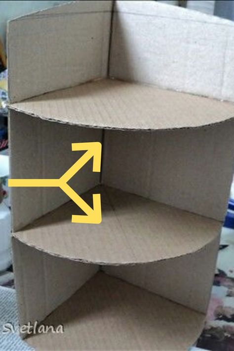 Cardboard Box Storage, Cardboard Crafts Decoration, Cardboard Crafts Kids, Carton Diy, Cardboard Recycling, Cardboard Storage, Cardboard Crafts Diy, Corner Wall Shelves, Cardboard Box Crafts