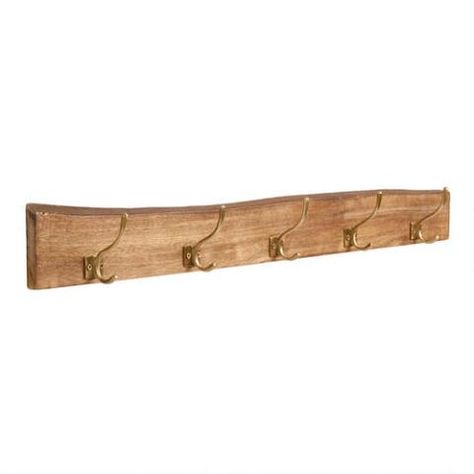 Live Edge Wood 5 Hook Rack | World Market Minimal Coat, Steel Bookshelf, Modern Industrial Furniture, Coat Rack With Storage, Wood Coat Rack, Bathroom Towel Hooks, Stylish Wall Decor, Pot Rack Hanging, Stone Street