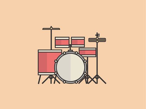 Drum Drawing, Drums Wallpaper, Drum Tattoo, Drums Art, Pallet Art, Easy Diy Art, Indie Music, Drum Set, Flat Illustration