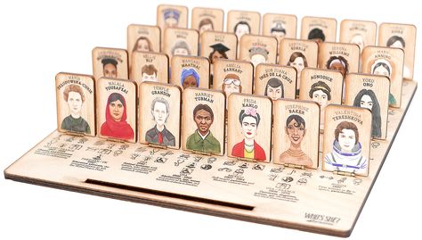 Who’s She: A Laser-Cut Guessing Game That Celebrates Accomplished Women Throughout History | Colossal Glass Signage, Bonnie Cashin, Gender Stereotypes, Colossal Art, Wooden Games, Guessing Games, Photo Engraving, Famous Women, Women In History