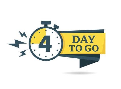 4 days left icon in flat style. Offer countdown date number vector illustration on isolated background. Sale promotion timer sign business concept. Number Vector, 5 Days Left, 4 Days Left, Sign Business, Business Concept, Day Left, Sale Promotion, Days Left, Krishna Art