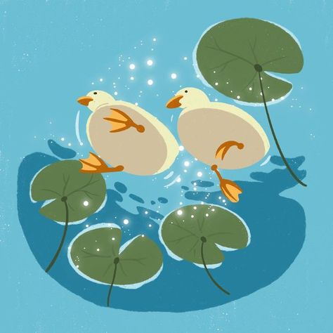 Duck Phone Theme, Ducks In Water Drawing, Duck In Water Painting, Ducks Swimming Drawing, Ducks On Water, Cute Duck Wallpaper Laptop, Water Laptop Wallpaper, Duck Drawing Aesthetic, Duck In Water Drawing