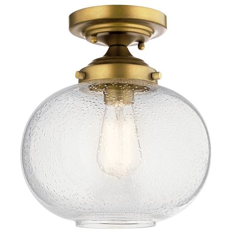 Shown in Natural Brass finish and Clear Seeded glass Flush Mount Lights, Kichler Lighting, Semi Flush Lighting, Semi Flush Ceiling Lights, Semi Flush Mount Lighting, Seeded Glass, Flush Ceiling Lights, Semi Flush Mount, Flush Mount Lighting