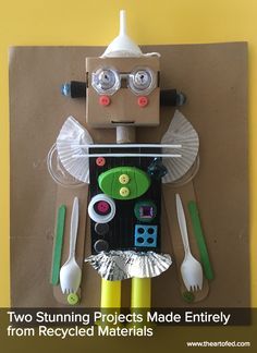 Recycled Crafts Kids Projects, Recycled Robot, Sculpture Art Projects, Recycle Crafts Diy, Recycled Crafts Kids, Recycled Art Projects, Trash Art, How To Make Toys, Recycled Art