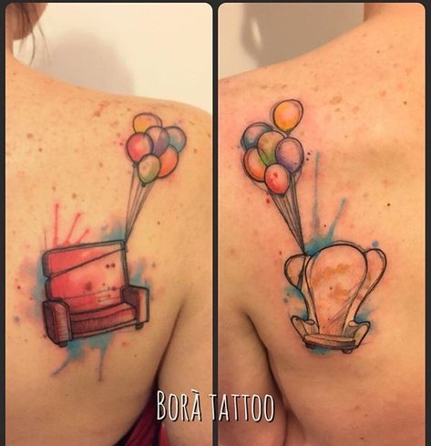 Up The Movie Tattoos, Up Movie Tattoo Ideas, Disney Up Tattoo, Up Tattoo Disney, Pixar Tattoos, Pop Culture Tattoos, Meaning Tattoos, Culture Tattoos, J Tattoo